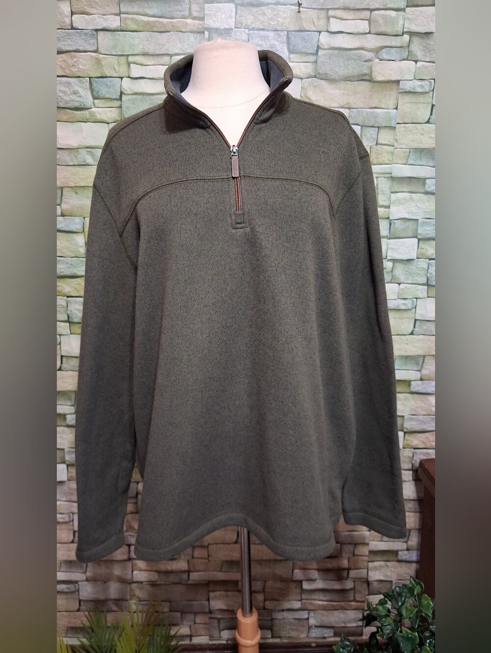 G.H. Bass Sweater Men’s Large Green Explorer 1/4 Zip Pullover Outdoors Fleece